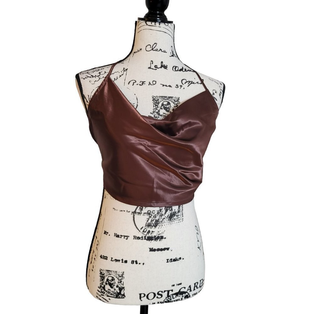 NWT H&M Divided Satin Backless Tie Crop Top - Size Medium